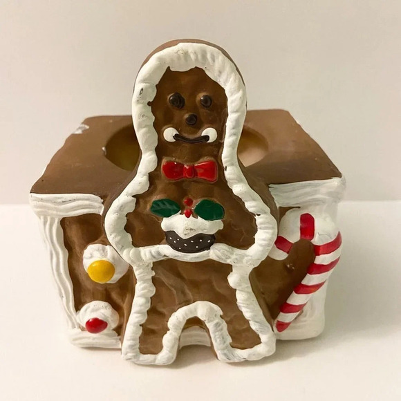 Vintage 1990  Holland Floral Planter Gingerbread Man House Candycane Taiwan - Picture 3 of 14
